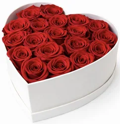 סידור ורדים בקופסאת לב - לבחירת צבע וגודל. החל מ-249 ש"ח