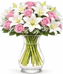 זר ורדים וליליות. לבחירת צבע וגודל. החל מ-219 ש"ח.