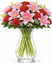 זר ורדים וליליות. לבחירת צבע וגודל. החל מ-219 ש"ח.