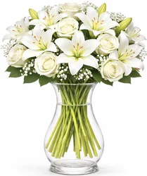 זר ורדים וליליות. לבחירת צבע וגודל. החל מ-219 ש"ח.