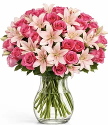 זר ורדים וליליות - עיצוב יוקרתי.