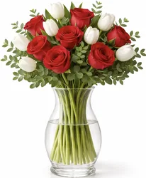 זר טוליפים וורדים. לבחירת צבע וגודל. החל מ-209 ש"ח