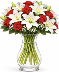 זר ורדים וליליות. לבחירת צבע וגודל. החל מ-219 ש"ח.