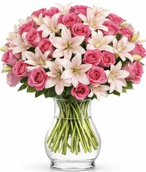 זר ורדים וליליות - עיצוב יוקרתי.